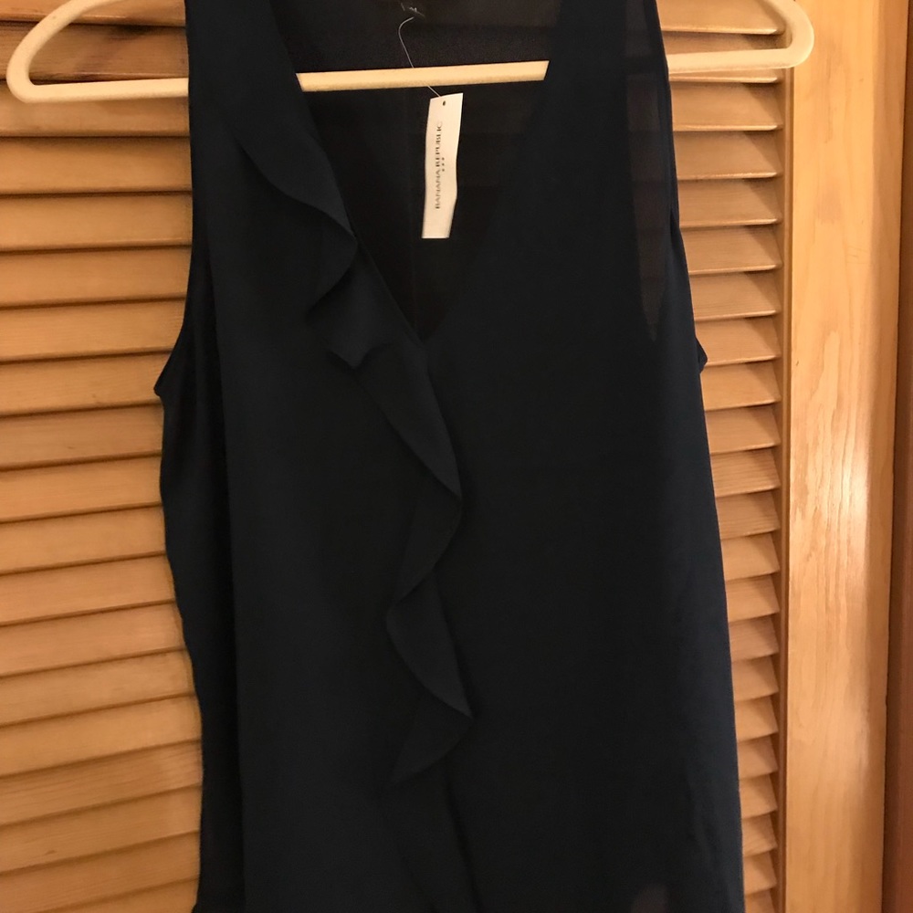 Navy Banana Republic sheer blouse. New with tags!